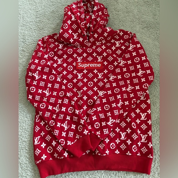 Supreme x Louis Vuitton Box Logo Hooded Sweatshirt Red size l